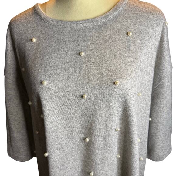 Lane Bryant Pearl Embellished Gray Tunic Top, Plus Size 18/20 - Picture 1 of 7